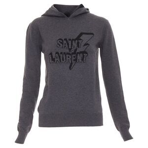 Saint Laurent lightning bolt logo stud hooded sweater